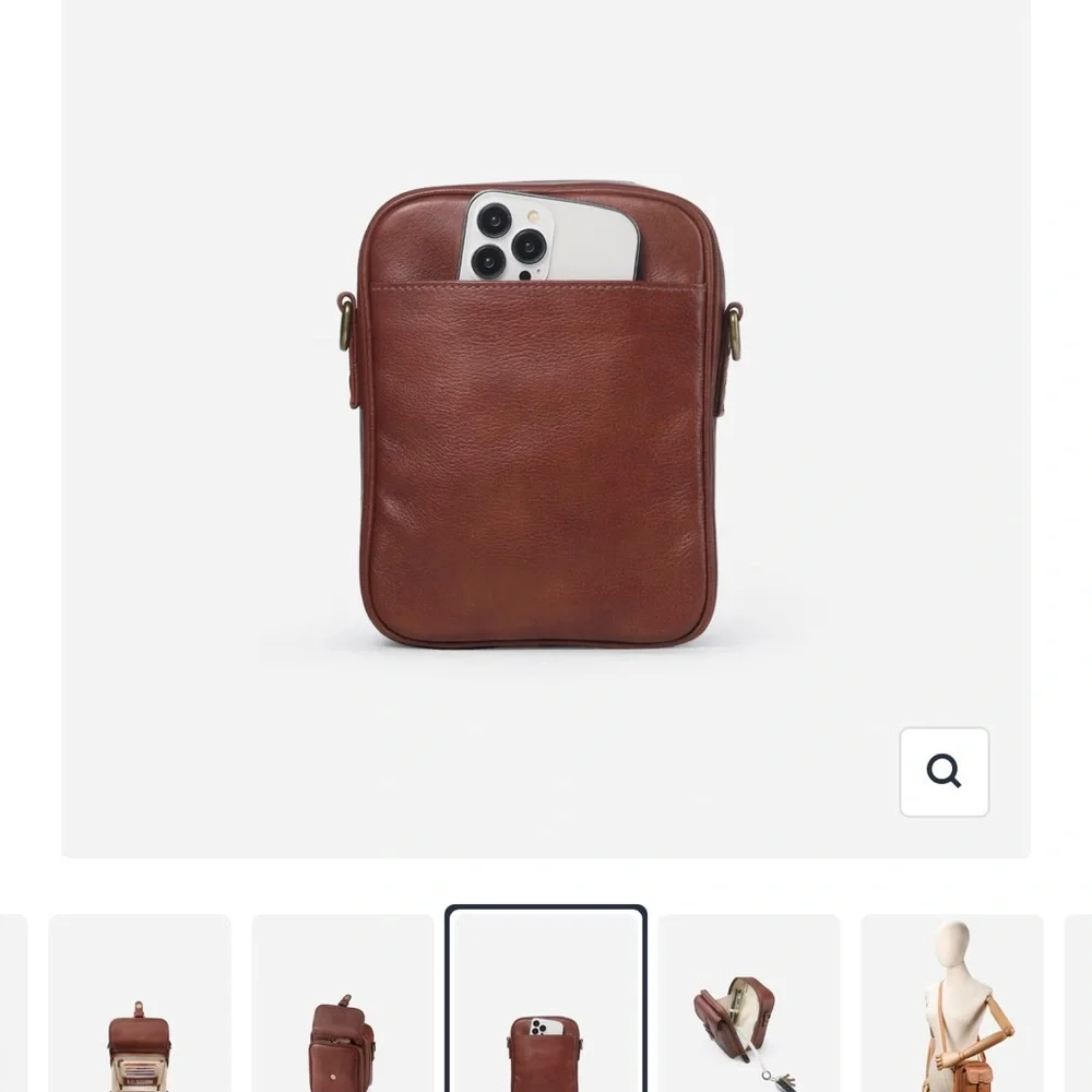 Minooy Naya Coffee-Brown Leather Crossbody Bag - Picture 13 of 16